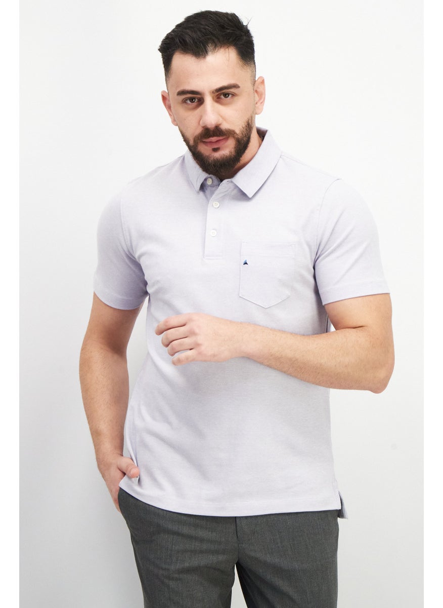 Tailor Vintage - Men Regular Fit  Chest Pocket Short Sleeve Polo Shirts, Sweet Lavender - Image 1