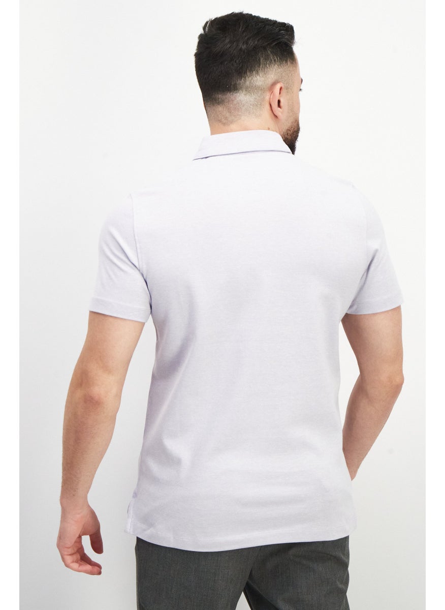 Tailor Vintage - Men Regular Fit  Chest Pocket Short Sleeve Polo Shirts, Sweet Lavender - Image 1