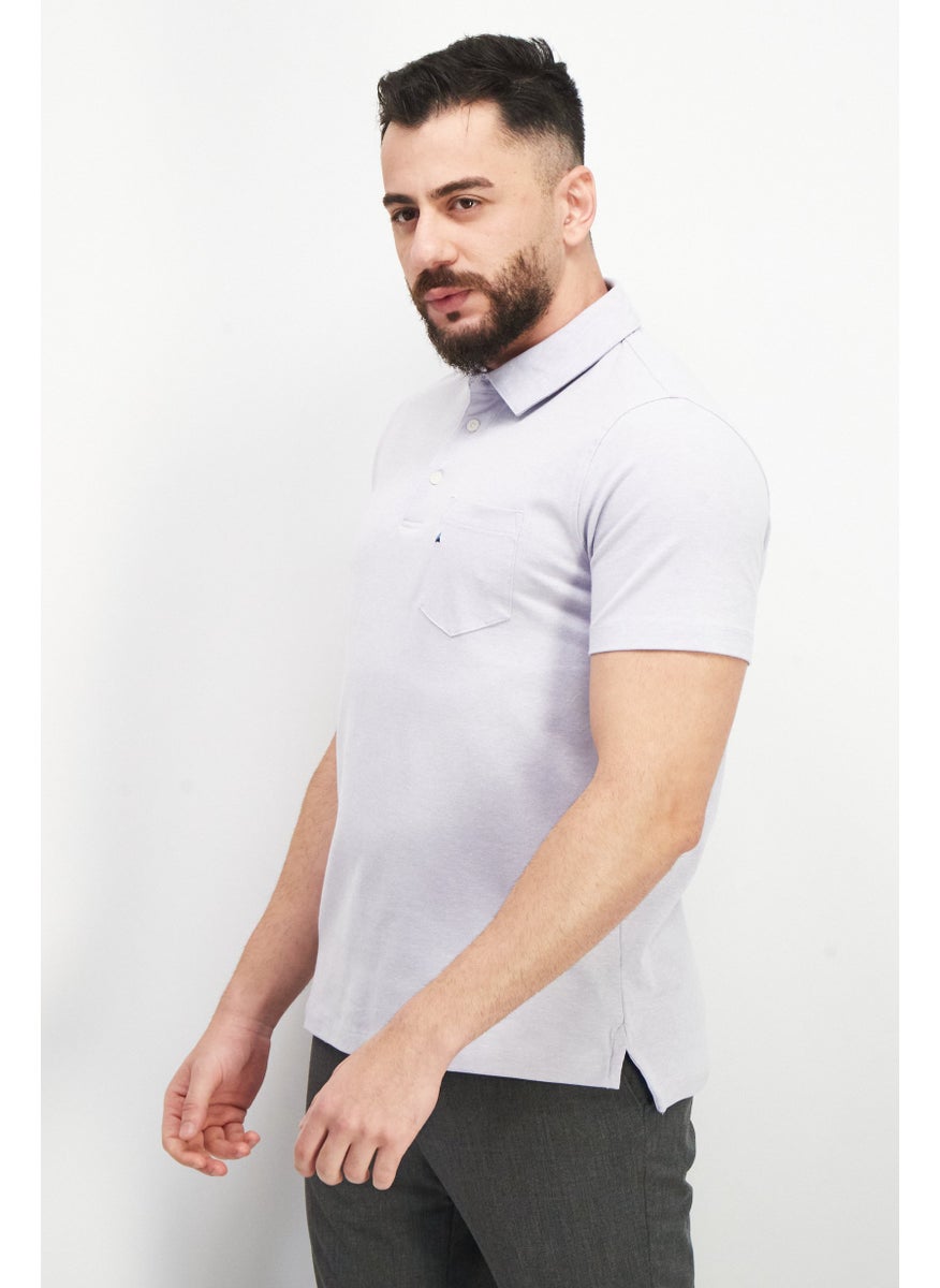 Tailor Vintage - Men Regular Fit  Chest Pocket Short Sleeve Polo Shirts, Sweet Lavender - Image 1