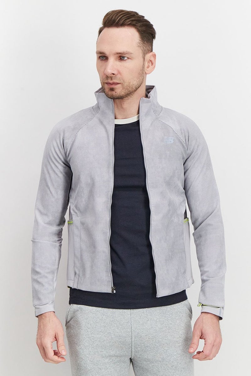 New Balance Men Sportwear Fit Reflective Impact Running Jacket, Grey - Image 1