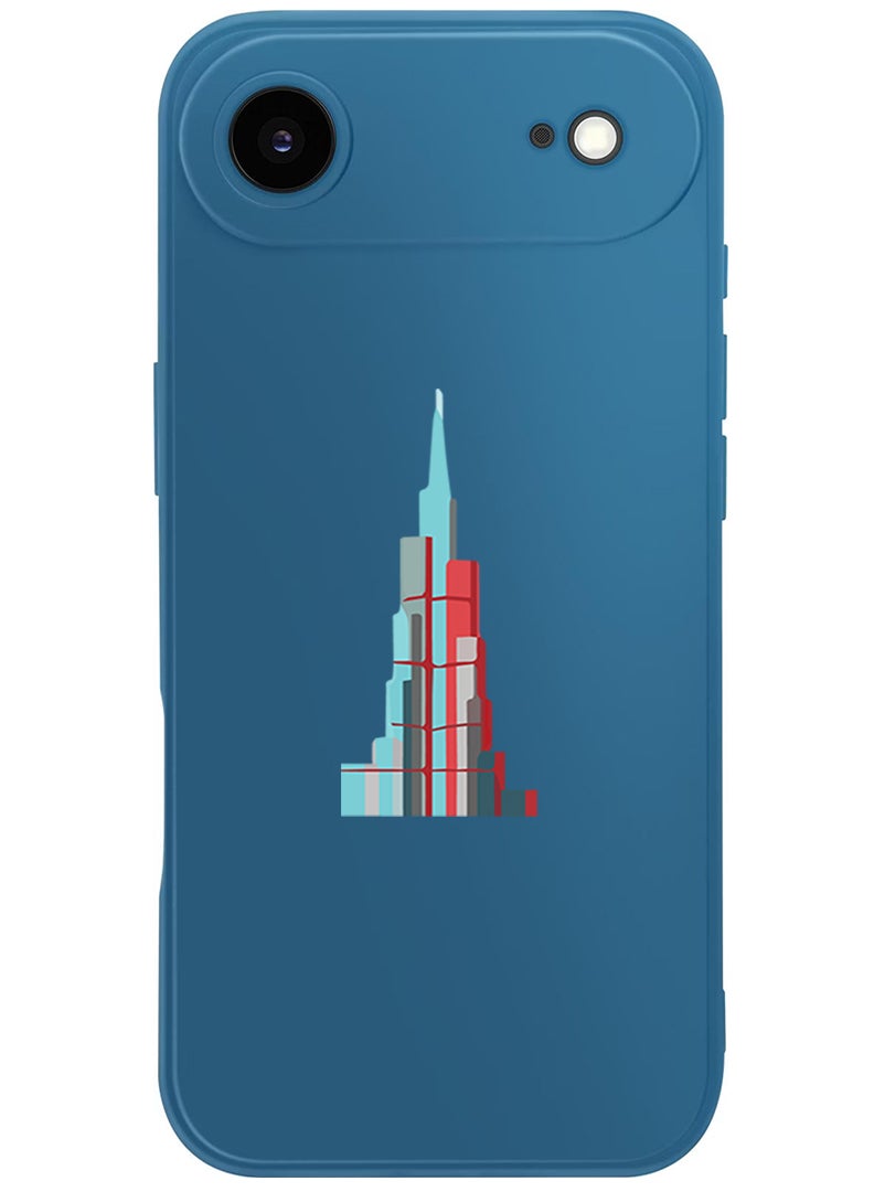Theodor Protective Slim Fit Case Liquid Silicone Cover with Full Body Protection Anti-Scratch Shockproof Case For Apple iPhone 17 Air (Blue) Burj Khalifa - Image 1