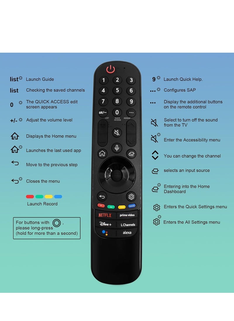 ELTRAZONE Replacement Magic Remote Control for LG Smart TV AKB76039902 Compatible with LG Magic Remote Control for Smart TV OLED QNED NANO UQ Series AN-MR22GA/GN with battery - Image 3