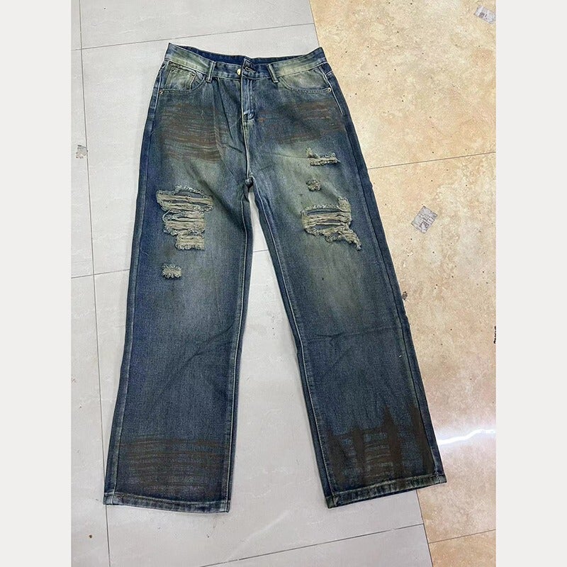 Unisex Classic Denim Jeans Loose Fit Daily Outdoor Wear - Image 1