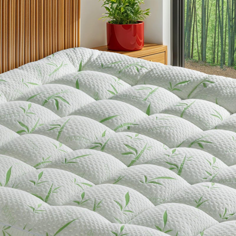 LIANLAM Mattress Pad King Size - 3D+7D Down Alternative Fill, Viscose Made from Bamboo Cover, Extra Plush for Back Pain, 8"-18" Deep Pocket(78"x80") - Image 1