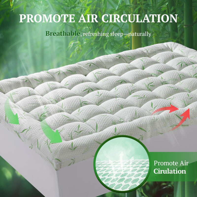 LIANLAM Mattress Pad King Size - 3D+7D Down Alternative Fill, Viscose Made from Bamboo Cover, Extra Plush for Back Pain, 8"-18" Deep Pocket(78"x80") - Image 2