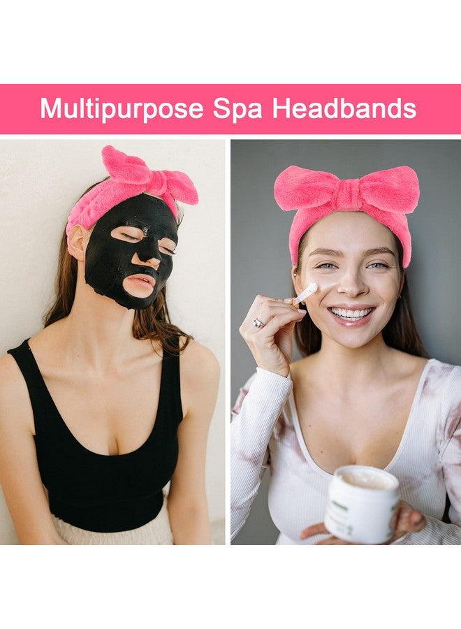 Ondder Spa Headband For Washing Face 8 Pack Rose Red Skincare Headbands For Women Girls Terry Cloth Cute Bow Head Bands - Image 4