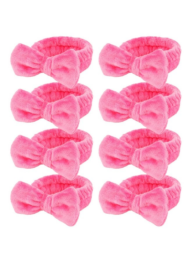 Ondder Spa Headband For Washing Face 8 Pack Rose Red Skincare Headbands For Women Girls Terry Cloth Cute Bow Head Bands - Image 1