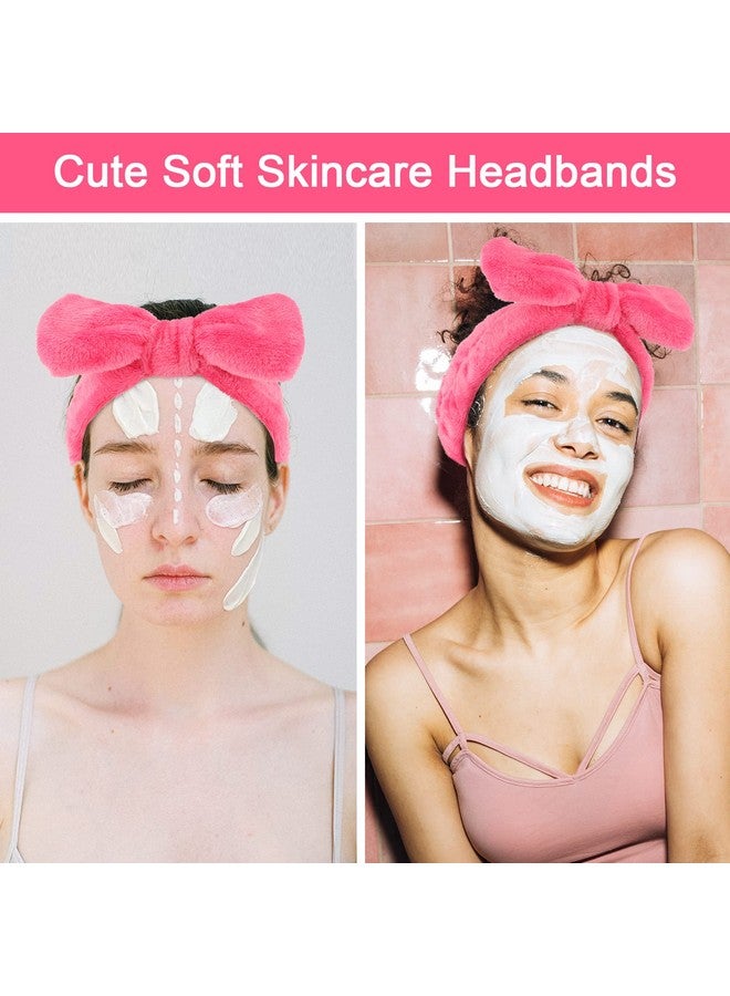 Ondder Spa Headband For Washing Face 8 Pack Rose Red Skincare Headbands For Women Girls Terry Cloth Cute Bow Head Bands - Image 3