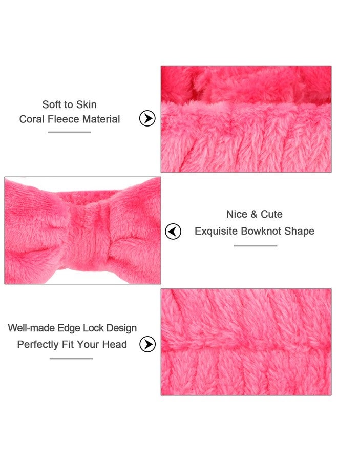Ondder Spa Headband For Washing Face 8 Pack Rose Red Skincare Headbands For Women Girls Terry Cloth Cute Bow Head Bands - Image 2