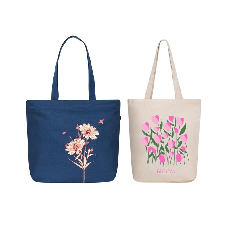 EcoRight Large Canvas Tote Bag for Women, Tote Handbags for Women with Zipper & Inner Pocket for College, Shopping, Office - Image 1