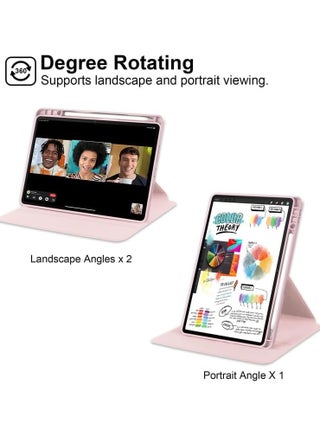 Clear Back Case Compatible with Huawei MatePad SE 11 inch 2024 with Pen Holder, 360 Degree Swivel Stand Flip Smart Tablet Cover Auto Sleep/Wake Case (Pink) - view 3