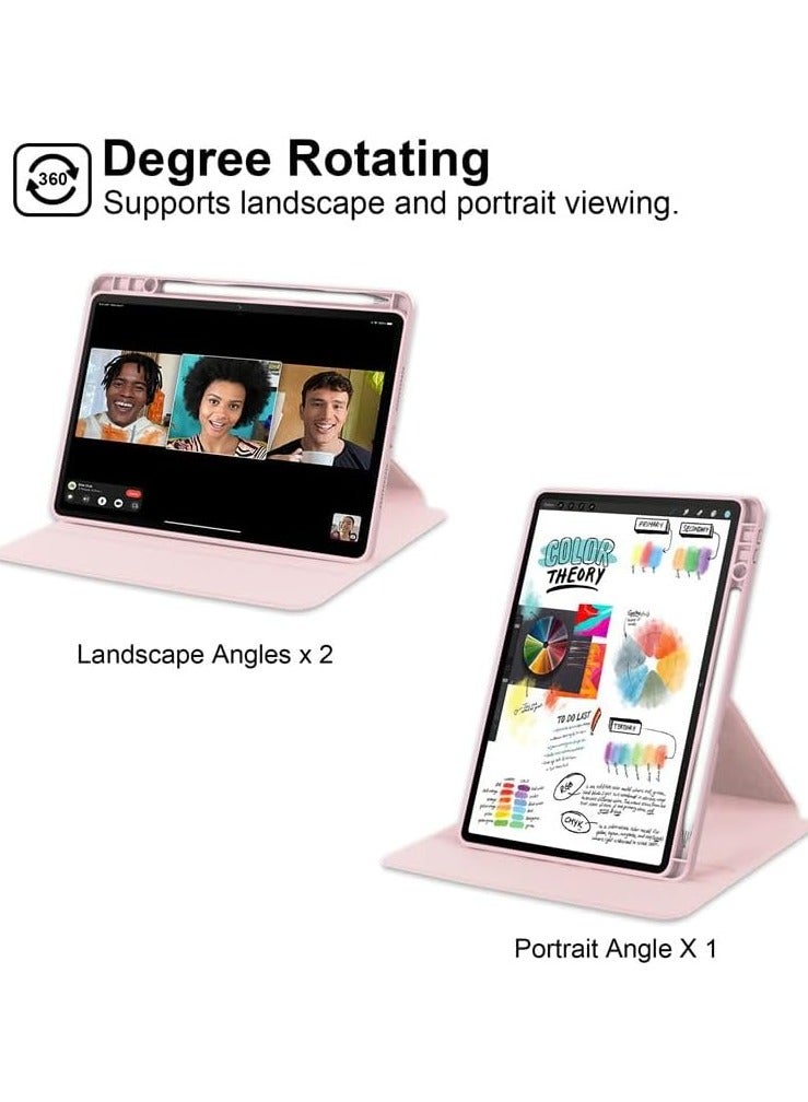 VKL Clear Back Case Compatible with Huawei MatePad SE 11 inch 2024 with Pen Holder, 360 Degree Swivel Stand Flip Smart Tablet Cover Auto Sleep/Wake Case (Pink) - Image 3
