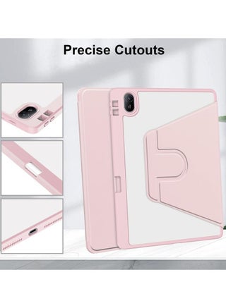 Clear Back Case Compatible with Huawei MatePad SE 11 inch 2024 with Pen Holder, 360 Degree Swivel Stand Flip Smart Tablet Cover Auto Sleep/Wake Case (Pink) - view 4