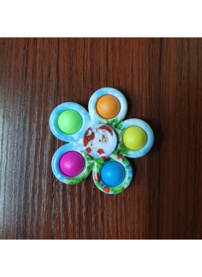 Finger Gyro Bubble Music Five Or Six Finger Fun Rodent Pioneer Vent Press Soft Silicone Keychain Children's Toys-Color:7.7cm Five-finger Santa Claus Gyro  - Image 1