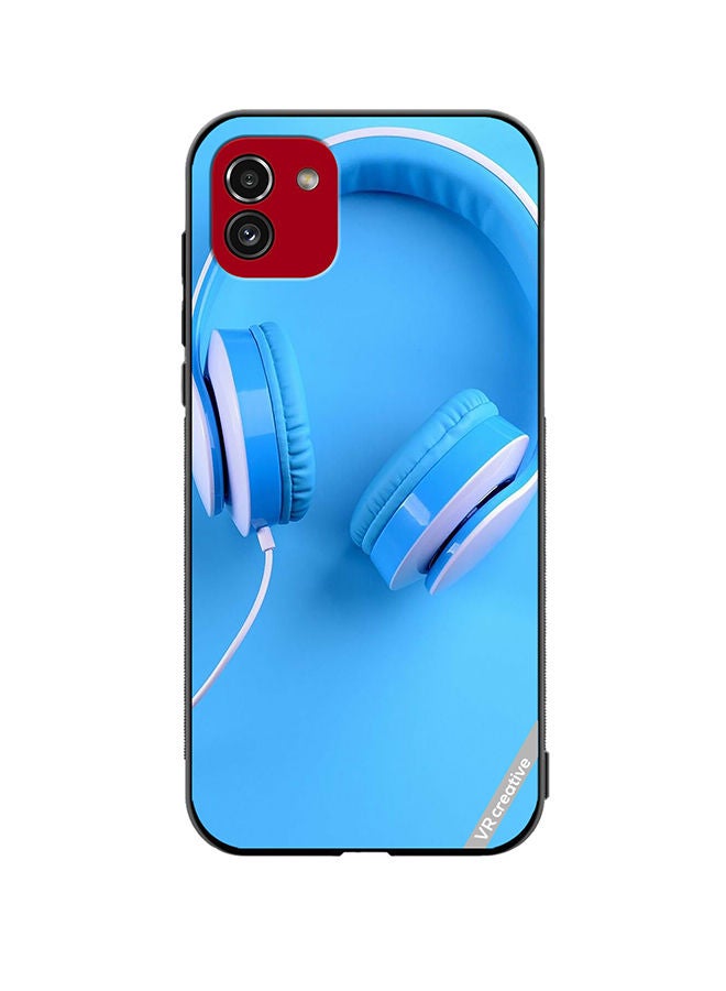 VR CREATIVE Protective Case Cover For Samsung Galaxy A03 Music Headphones Design Multicolour - Image 1