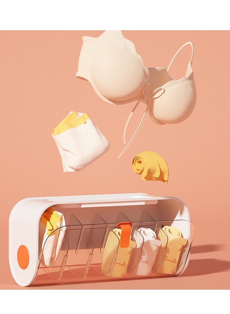 Excefore منظم ملابس داخلية للنساء، درج حائط للجوارب، صندوق تخزين شفاف بدون ثقب، منظمات أدراج أكريليك 6 خلايا، منظم ملابس داخلية ذاتي اللصق مضاد للغبار - Image 2