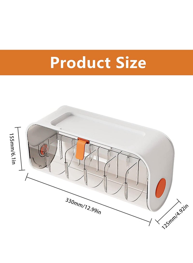 Excefore منظم ملابس داخلية للنساء، درج حائط للجوارب، صندوق تخزين شفاف بدون ثقب، منظمات أدراج أكريليك 6 خلايا، منظم ملابس داخلية ذاتي اللصق مضاد للغبار - Image 5