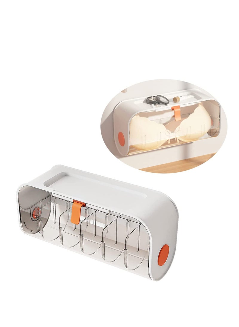 Excefore منظم ملابس داخلية للنساء، درج حائط للجوارب، صندوق تخزين شفاف بدون ثقب، منظمات أدراج أكريليك 6 خلايا، منظم ملابس داخلية ذاتي اللصق مضاد للغبار - Image 4