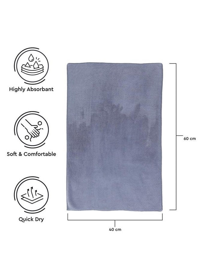 Encasa XO Encasa XO Microfiber Towels (60x40 cm) for car and Kitchen Cleaning, Perfect for Travel, Beach Trips, Backpacking, Camping and Gym use - Fast Drying - 2-Pack - Grey  - Image 4