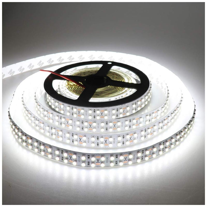 أضواء شريط LEDENET 3528 SMD باردة بيضاء 6000K DC 12V صف مزدوج 1200LEDs شريط LED مرن ضوء شريط مصباح 164 قدم غير مقاوم للماء للإضاءة في غرفة النوم بالمنزل