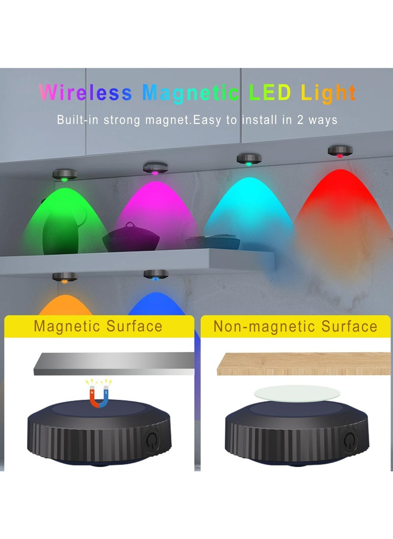 Dominy Rechargeable RGB closet light with remote control, under cabinet touch lights for kitchen, 1000mAh Battery Operated Tap Lights,Wireless led Push lights, LED Shelf Light Under Cabinet Type-c 3Pcs  - Image 4
