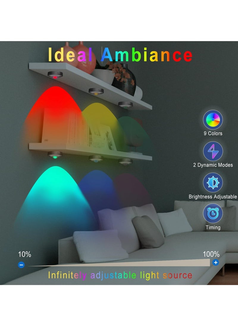 Dominy Rechargeable RGB closet light with remote control, under cabinet touch lights for kitchen, 1000mAh Battery Operated Tap Lights,Wireless led Push lights, LED Shelf Light Under Cabinet Type-c 3Pcs  - Image 3