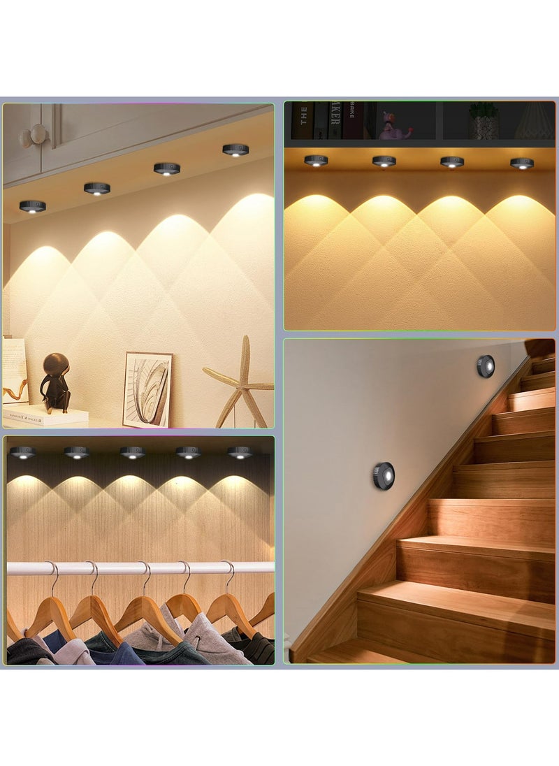 Rechargeable RGB closet light with remote control, under cabinet touch lights for kitchen, 1000mAh Battery Operated Tap Lights,Wireless led Push lights, LED Shelf Light Under Cabinet Type-c 3Pcs