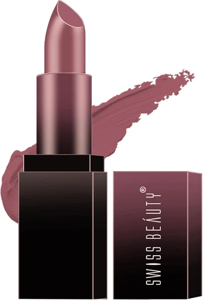 Swiss Beauty Swiss Beauty HD Matte Lipstick | Intense Pigment | Creamy Matte Finish | 8-Hour Stay | 12-Hour Moisturisation | Effortless Glide | Blushing Mauve Shade-28 3.5g