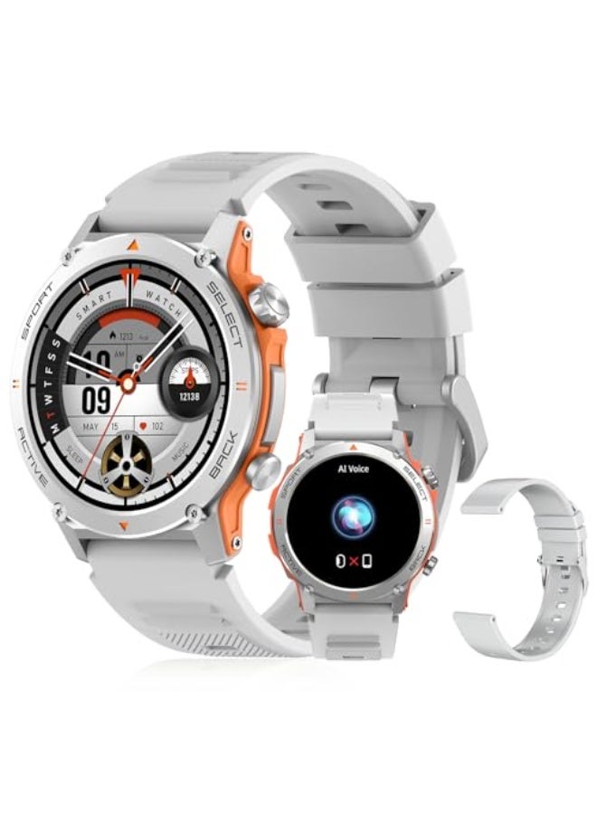 Smartwatch (calls received/made), men's smartwatch, 1.43-inch AMOLED display, supports over 120 sports modes, IP68 water resistance, compatible with iOS and Android systems. (Silver) - Image 1