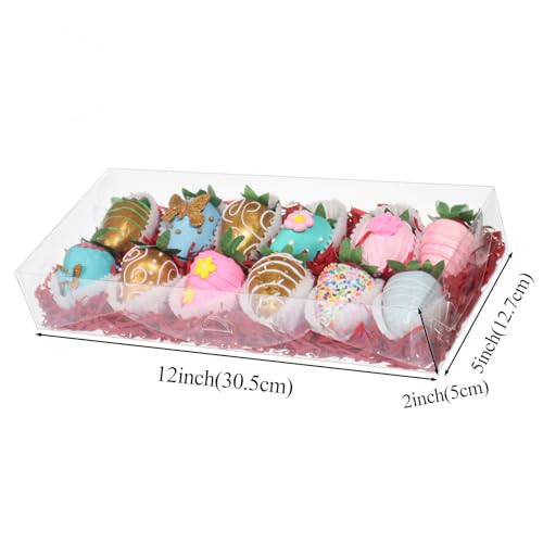 RomanticBaking 20Pcs 12x5x2Inches Clear Easter Cookies Boxes Chocolate Covered Strawberries Boxes for 12 Plastic Truffle Box Bakery Cakesickle Gift Box for Christmas Valentines - Image 3