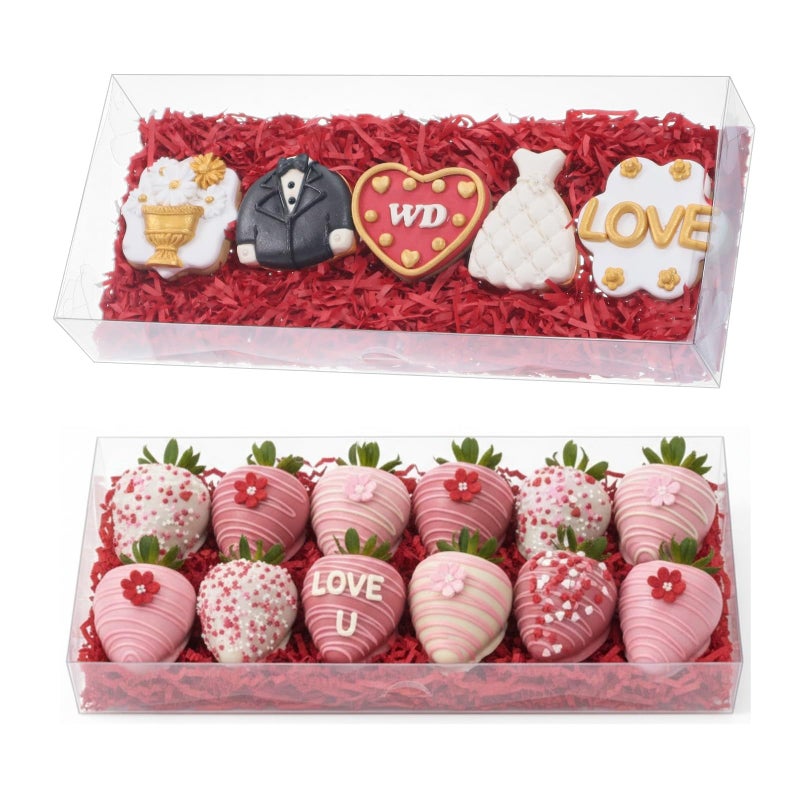 RomanticBaking 20Pcs 12x5x2Inches Clear Easter Cookies Boxes Chocolate Covered Strawberries Boxes for 12 Plastic Truffle Box Bakery Cakesickle Gift Box for Christmas Valentines - Image 2