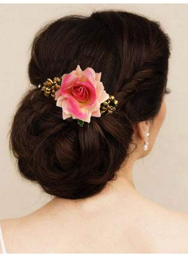 Hair Flare - Plastic Hair Accessories For Women 1941 Pins Artificial Flowers Accessories For Weddings (Baby Pink) For Women & Girls Pack Of 1 - Image 1