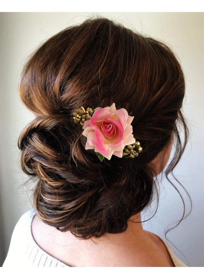 Hair Flare - Plastic Hair Accessories For Women 1941 Pins Artificial Flowers Accessories For Weddings (Baby Pink) For Women & Girls Pack Of 1 - Image 1