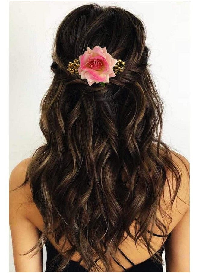 Hair Flare - Plastic Hair Accessories For Women 1941 Pins Artificial Flowers Accessories For Weddings (Baby Pink) For Women & Girls Pack Of 1 - Image 1
