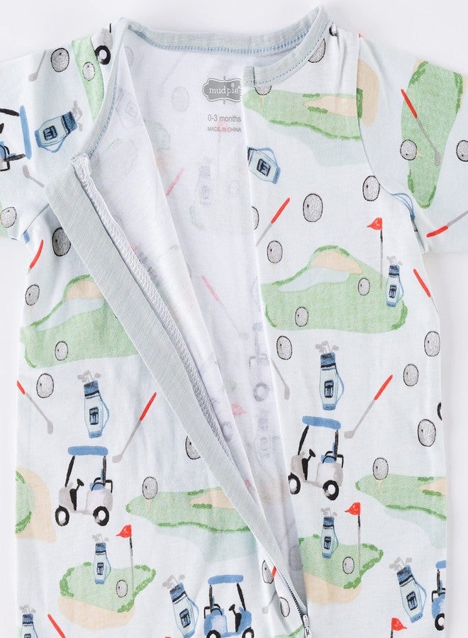 Mud Pie Baby Boys Golf Footed Sleeper, Blue, 3-6 Months - Image 2