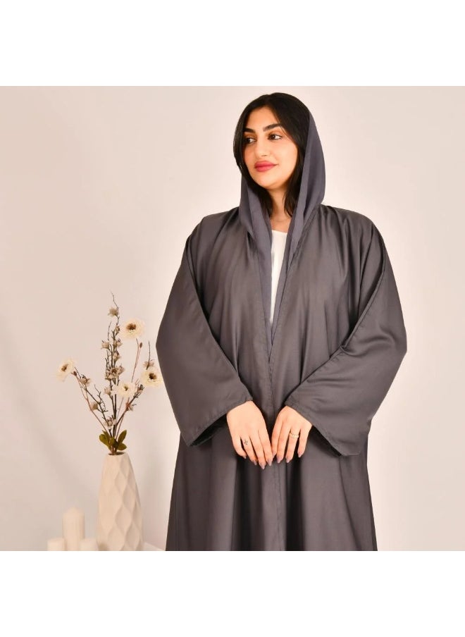 عباية لف بنص كلوش باللون الرمادي