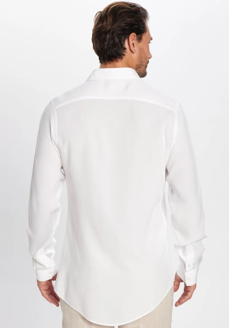 تودورس Slim Fit Long Sleeve Slim Cut Flowy Viscose Stylish Men's White Shirt