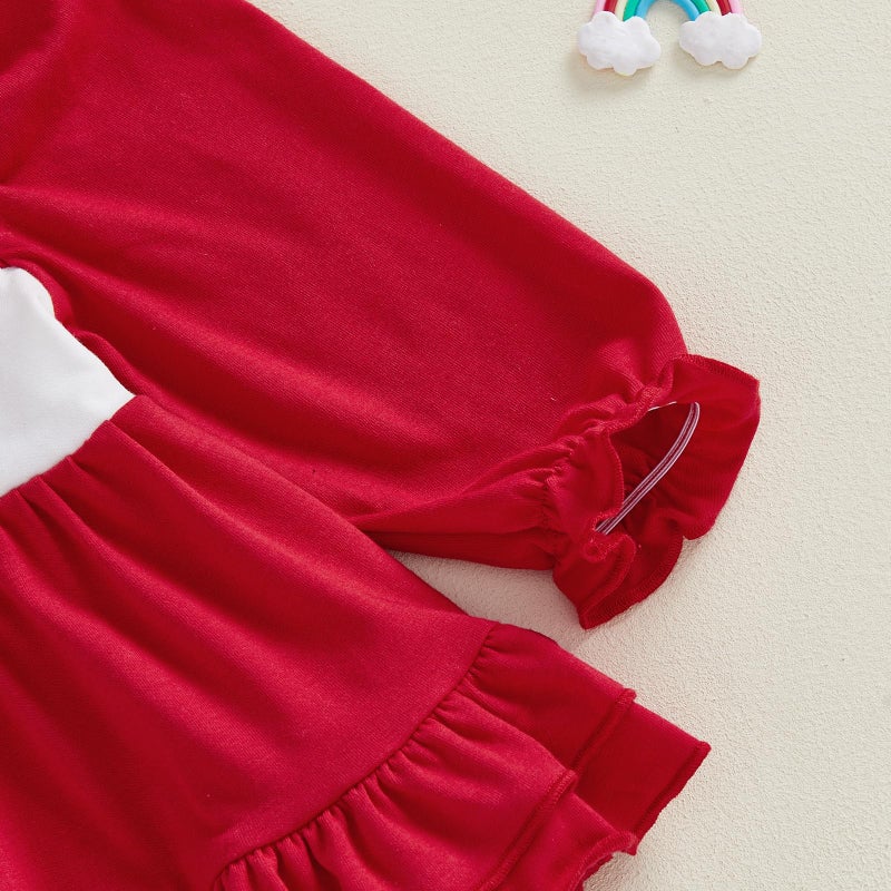 Ayalinggo Toddler Girl Valentine Day Outfit Be Mine Long Sleeves Ruffle Top Plaid Flare Pants Set Little Girls Spring Clothes (Red, 18-24 Months) - Image 4