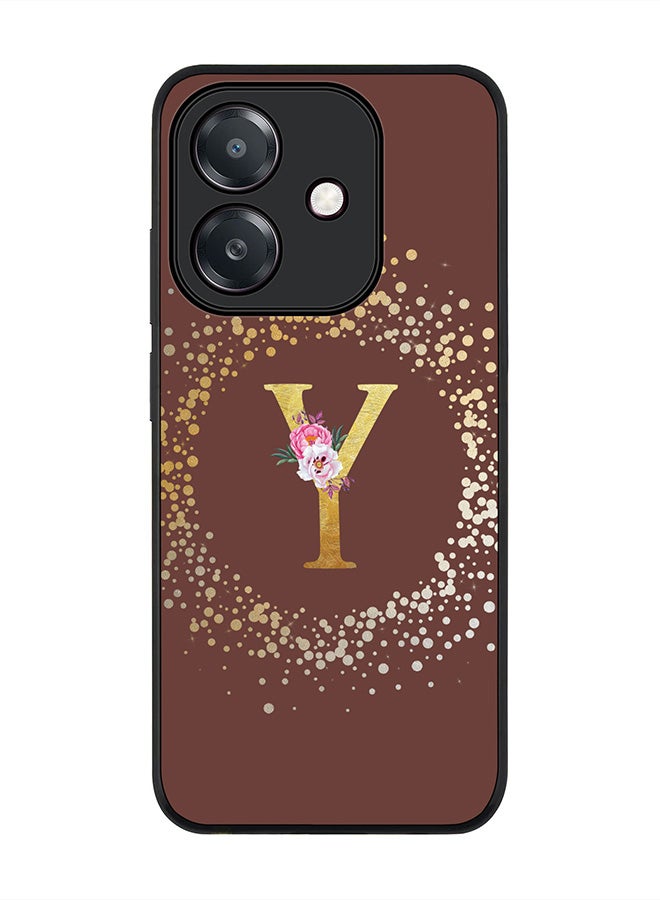 Stylizedd For Oppo A5i Case,Slim fit Camera Protection, Shockproof Thin Phone cover  - Custom Monogram Floral - Y  (Brown )