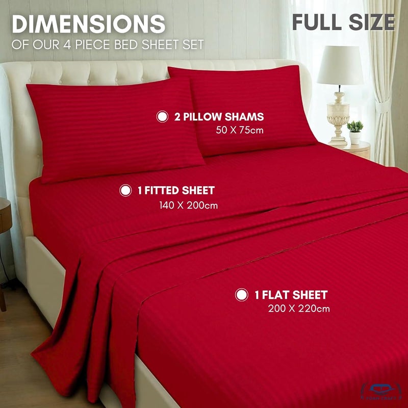 FOAM CRAFT® 4-Piece Stripe Bed Sheet Set - Red, Full Size - Image 2