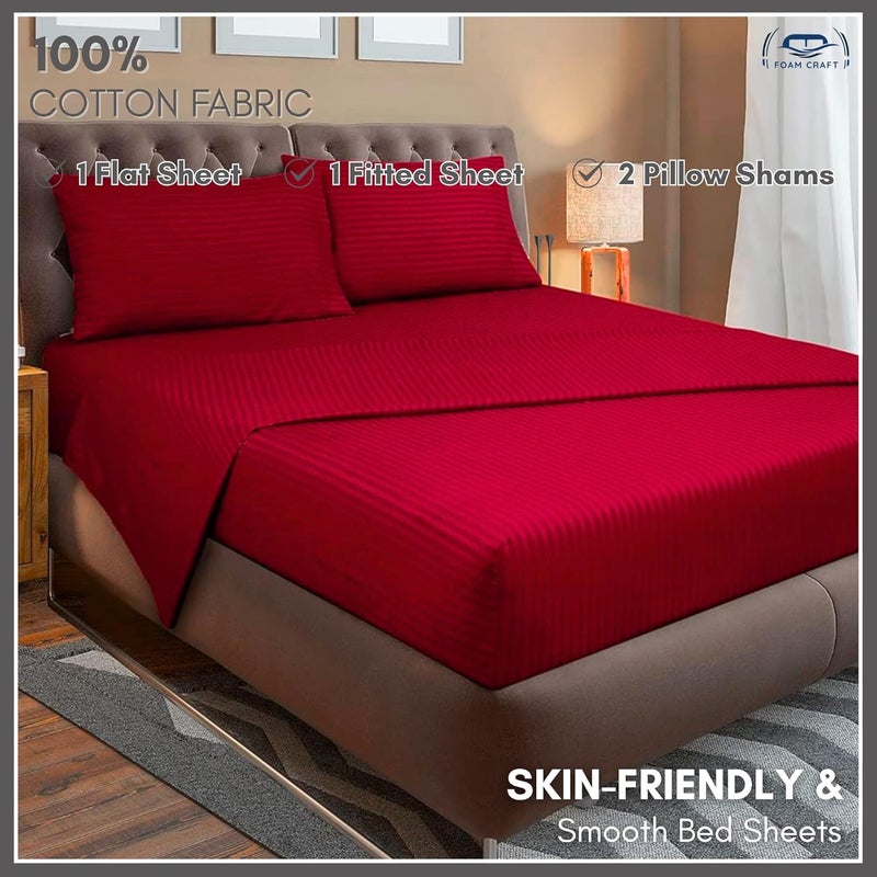 FOAM CRAFT® 4-Piece Stripe Bed Sheet Set - Red, Full Size - Image 4
