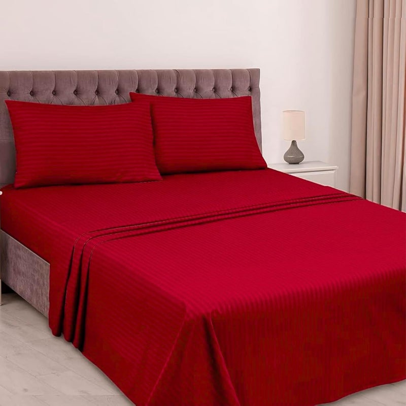 FOAM CRAFT® 4-Piece Stripe Bed Sheet Set - Red, Full Size - Image 1
