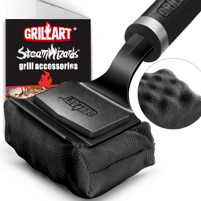 GRILLART Grill Brush Bristle Free Safe 17 Long Handle with BuiltIn Solid Scraper Steam Clean Stubborn Grease Replaceable Head Reinforced BBQ Accessories for All Grate Types Gifts for Men Dad - Image 2