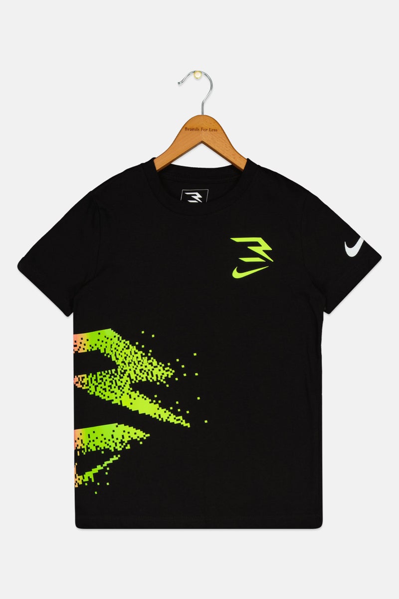 Nike 3Brand by Russell Wilson Kids Boy Sportswear Fit Short Sleeves Running T-Shirt, Black - Image 1