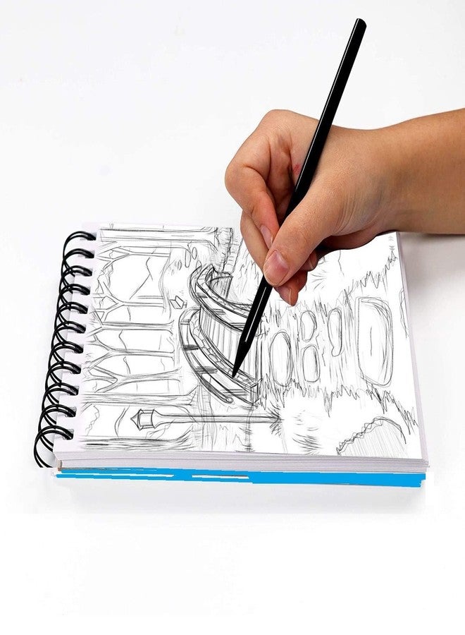 Corslet دفتر رسم كورسليت A5، 50 ورقة، 100 صفحة، دفتر رسم حلزوني، دفتر فني صغير الحجم، أوراق احترافية، دفتر رسم متوافق مع مجموعة من مواد الرسم (A5، مجموعة من 2) - Image 3