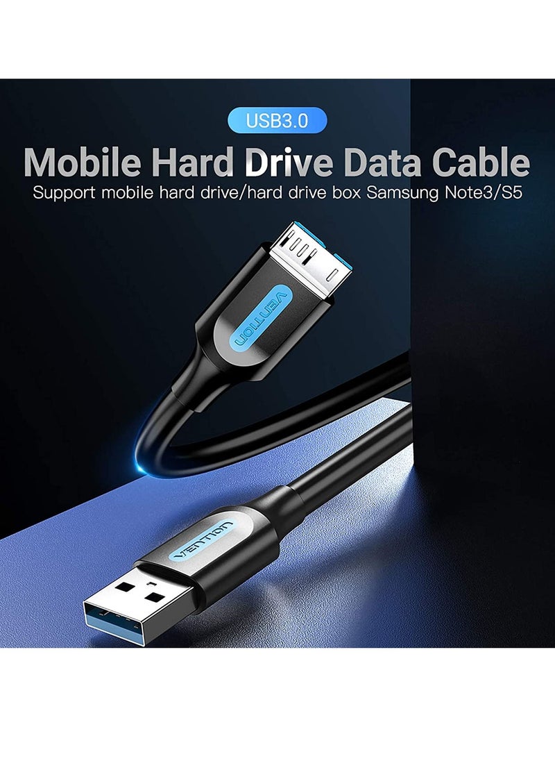 VENTION - VENTION Hard Drive Cable,5Gbps USB 3.0 A to Micro USB B Cable Compatible with Portable External Hard Drive, Seagate Expansion,Toshiba Canvio,M3 1TB,Western Digital (WD),WD My Passport - Image 1