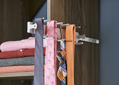 ClosetMaid حامل ربطات العنق أو الأحزمة أو المجوهرات من كلوزيت ميد سويت سيمفوني، منظم خزانة منزلق، 14 خطاف، مثبت على الحائط أو ملحق إضافي، نيكل ساتان - Image 5