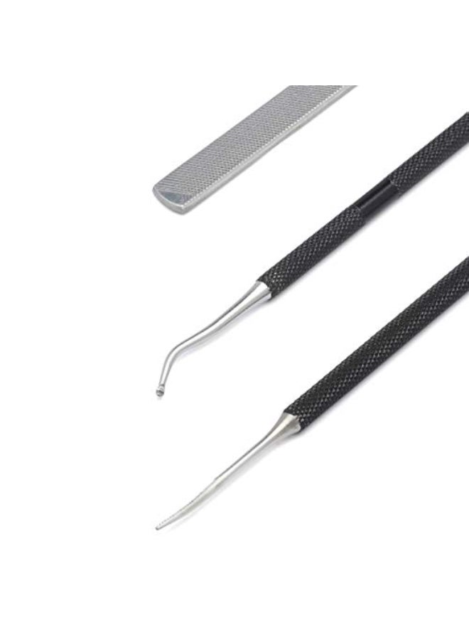 KLIPP Ingrown Toenail Tool Kit for Men and Women Ingrowing Toe Nail Lifter Rounded File and Metal Fingernail File for Manicure Pedicure Foot Care Heavy Duty Surgical Grade Steel - Image 1