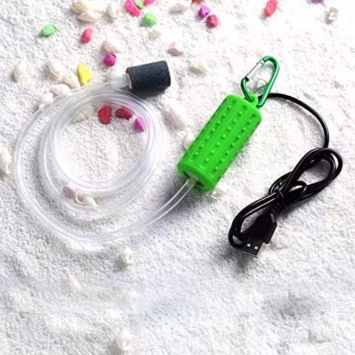 lenpestia Aquarium Air Pump Mini USB Fish Tank Oxygen Air Pump Portable Ultra Silent Air Aerator Pump Energy Saving Oxygen Bubbler with Air Stone and Single Outlet Silicone Tube 1W (Light Green) - Image 2