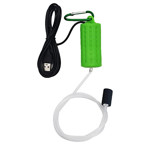 lenpestia Aquarium Air Pump Mini USB Fish Tank Oxygen Air Pump Portable Ultra Silent Air Aerator Pump Energy Saving Oxygen Bubbler with Air Stone and Single Outlet Silicone Tube 1W (Light Green) - Image 1